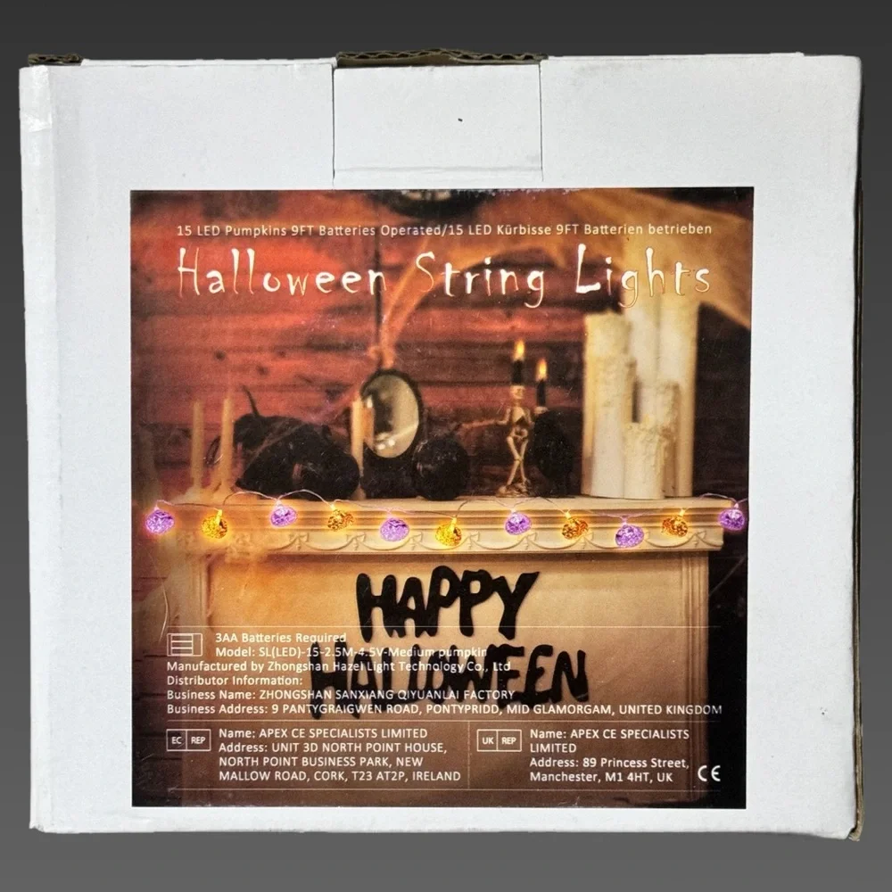 🎃*NWT* Purple & Orange 9ft‎ Jack-O-Lantern String Lights